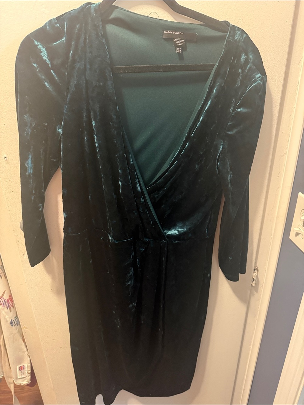 Maggy London Emerald Velvet Wrap Dress